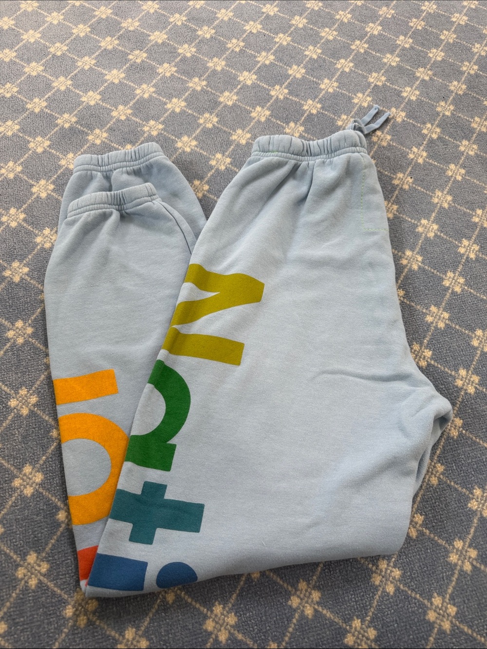 Aviator Nation Light Blue Sweatpants with Rainbow Logo